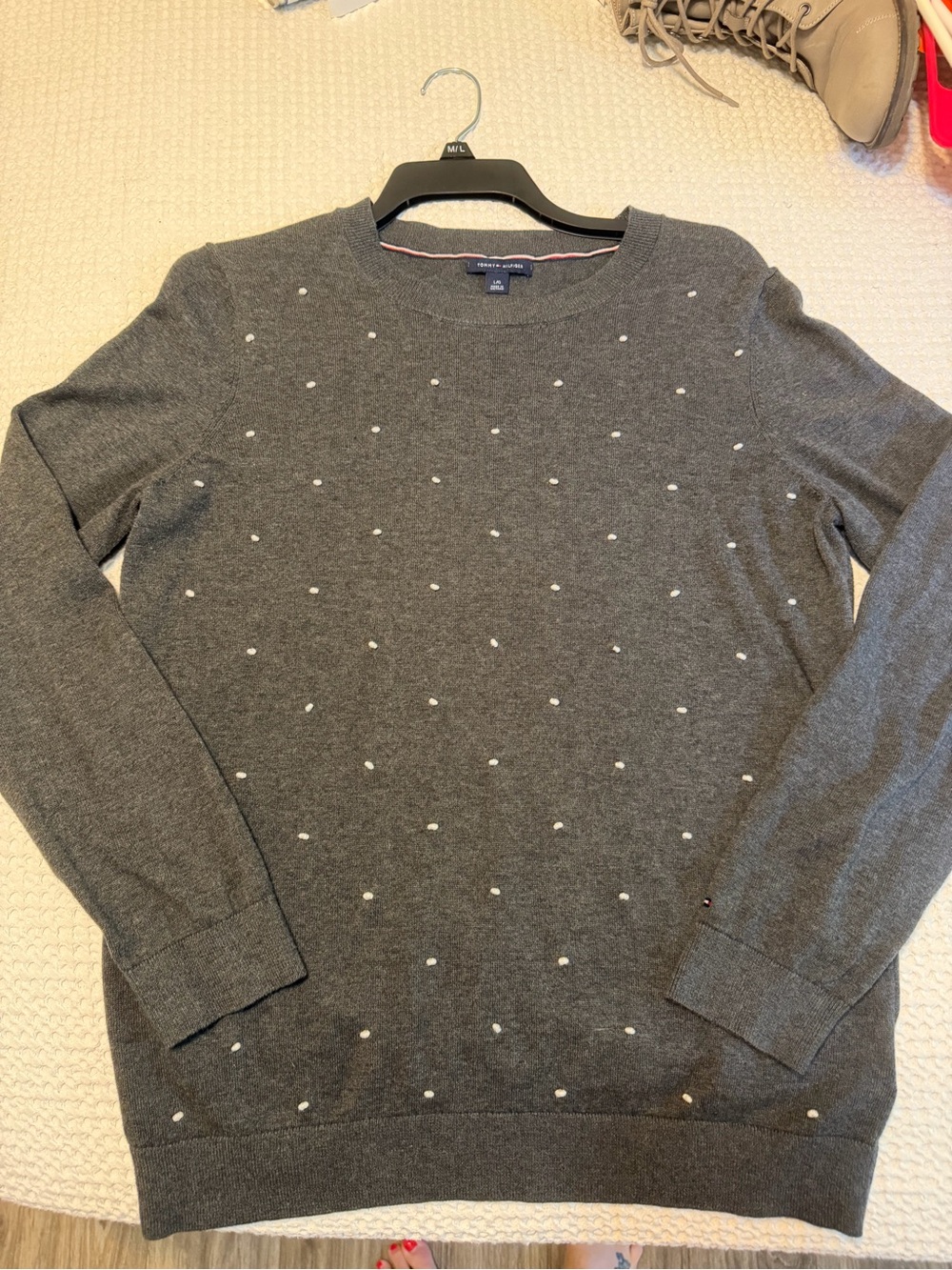 Tommy Hilfiger women’s Gray Dot Crewneck Sweater